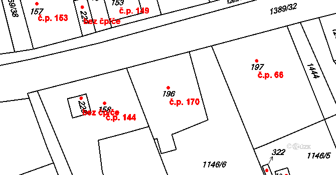 Vysoká nad Labem 170 na parcele st. 196 v KÚ Vysoká nad Labem, Katastrální mapa