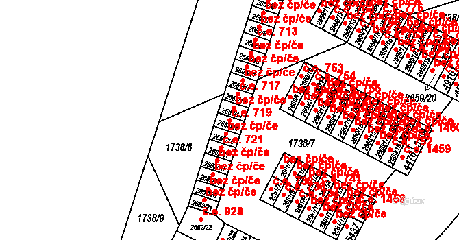 Cheb 719 na parcele st. 2662/15 v KÚ Cheb, Katastrální mapa