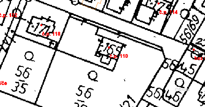 Krnsko 110 na parcele st. 165 v KÚ Krnsko, Katastrální mapa