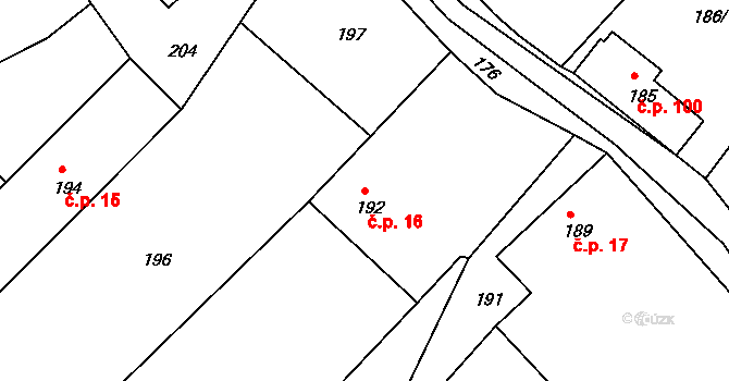 Tušť 16, Suchdol nad Lužnicí na parcele st. 192 v KÚ Tušť, Katastrální mapa