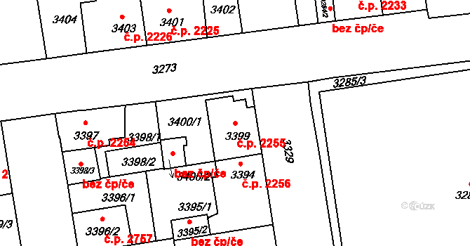 Žižkov 2255, Praha na parcele st. 3399 v KÚ Žižkov, Katastrální mapa