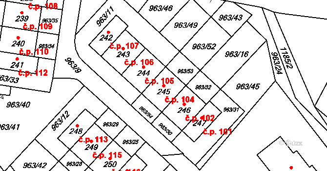 Knapovec 104, Ústí nad Orlicí na parcele st. 245 v KÚ Knapovec, Katastrální mapa