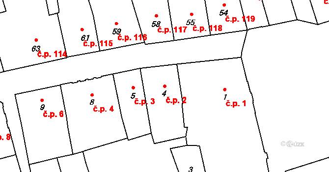 Šluknov 2 na parcele st. 4 v KÚ Šluknov, Katastrální mapa
