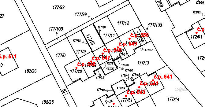 Liberec VIII-Dolní Hanychov 548, Liberec na parcele st. 177/26 v KÚ Dolní Hanychov, Katastrální mapa