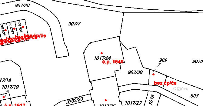 Holešov 1640 na parcele st. 1017/24 v KÚ Holešov, Katastrální mapa