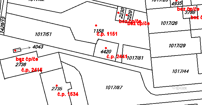 Blansko 2441 na parcele st. 4420 v KÚ Blansko, Katastrální mapa