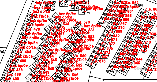 Lovosice 583 na parcele st. 2814 v KÚ Lovosice, Katastrální mapa