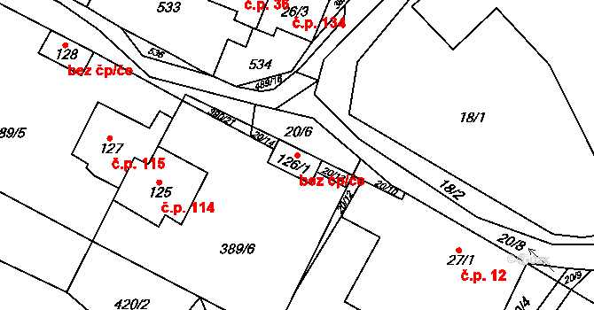 Lazinov 38306948 na parcele st. 126/1 v KÚ Lazinov, Katastrální mapa