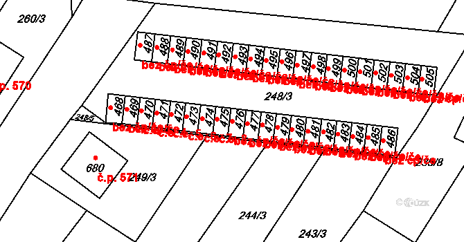 Okříšky 38335948 na parcele st. 476 v KÚ Okříšky, Katastrální mapa