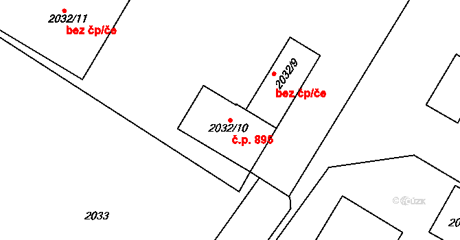 Moravský Krumlov 895 na parcele st. 2032/10 v KÚ Moravský Krumlov, Katastrální mapa