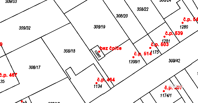 Jičín 45932948 na parcele st. 1208/2 v KÚ Jičín, Katastrální mapa