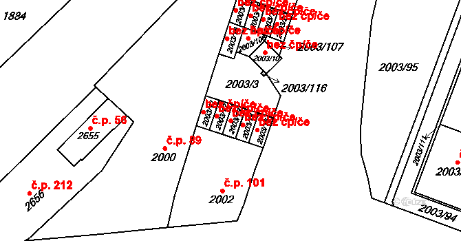 Plzeň 46516948 na parcele st. 2003/13 v KÚ Doubravka, Katastrální mapa