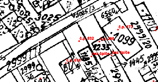 Květná 832, Strání na parcele st. 1185 v KÚ Strání, Katastrální mapa