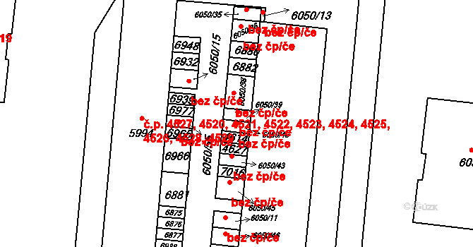 Zlín 47789948 na parcele st. 6050/40 v KÚ Zlín, Katastrální mapa