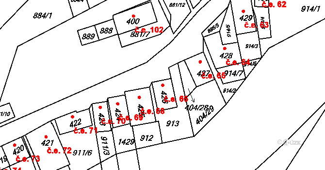 Chvalovice 66 na parcele st. 426 v KÚ Chvalovice, Katastrální mapa