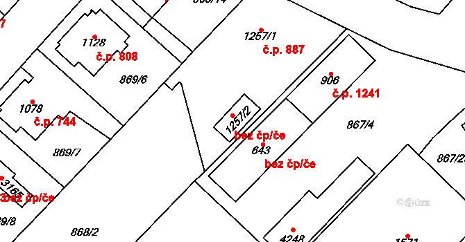 Čáslav 47934948 na parcele st. 1257/2 v KÚ Čáslav, Katastrální mapa