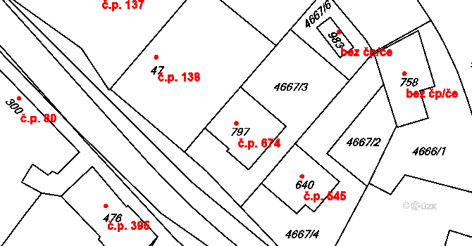 Boršice 674 na parcele st. 797 v KÚ Boršice u Buchlovic, Katastrální mapa