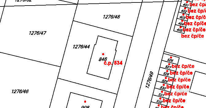 Bystřice 534 na parcele st. 846 v KÚ Bystřice u Benešova, Katastrální mapa