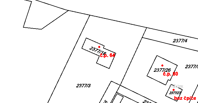 Hýlov 64, Klimkovice na parcele st. 2377/18 v KÚ Klimkovice, Katastrální mapa