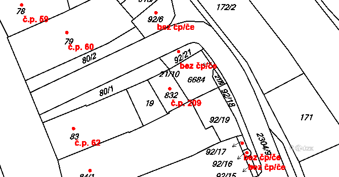 Beroun-Centrum 209, Beroun na parcele st. 832 v KÚ Beroun, Katastrální mapa