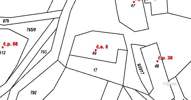 Chotýš 5, Vitice na parcele st. 49 v KÚ Chotýš, Katastrální mapa