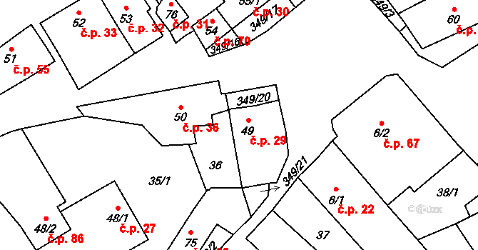 Holubice 29 na parcele st. 49 v KÚ Holubice v Čechách, Katastrální mapa