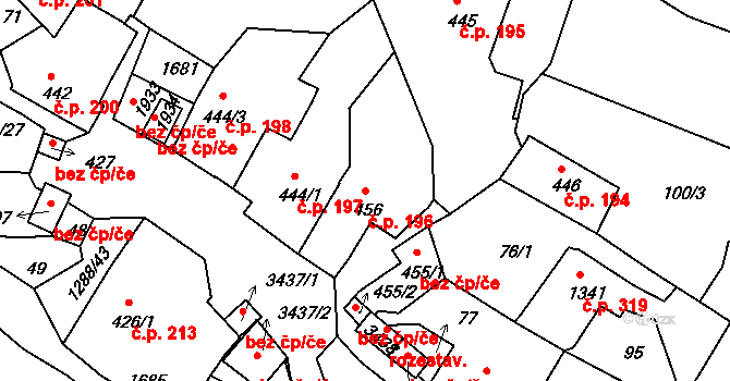 Plešivec 196, Český Krumlov na parcele st. 456 v KÚ Český Krumlov, Katastrální mapa