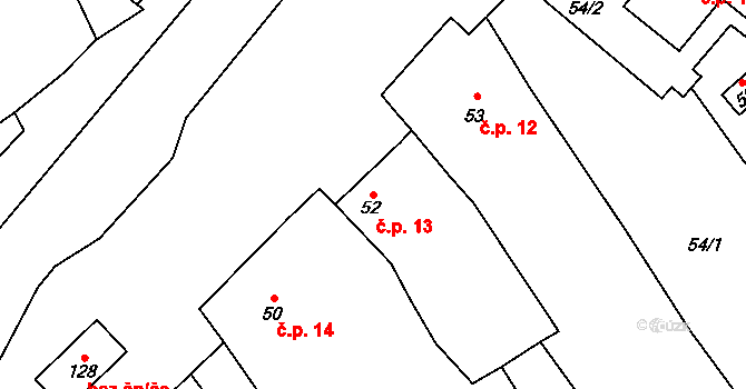 Liběšovice 13, Blšany na parcele st. 52 v KÚ Liběšovice, Katastrální mapa