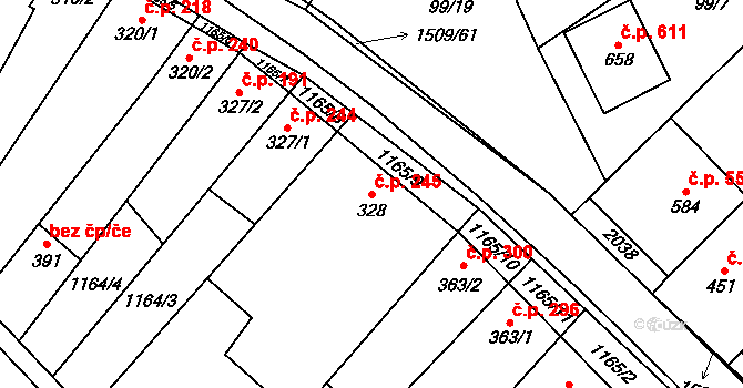 Kvasice 245 na parcele st. 328 v KÚ Kvasice, Katastrální mapa