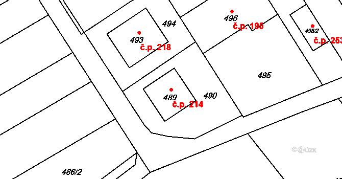 Přerov VII-Čekyně 214, Přerov na parcele st. 489 v KÚ Čekyně, Katastrální mapa