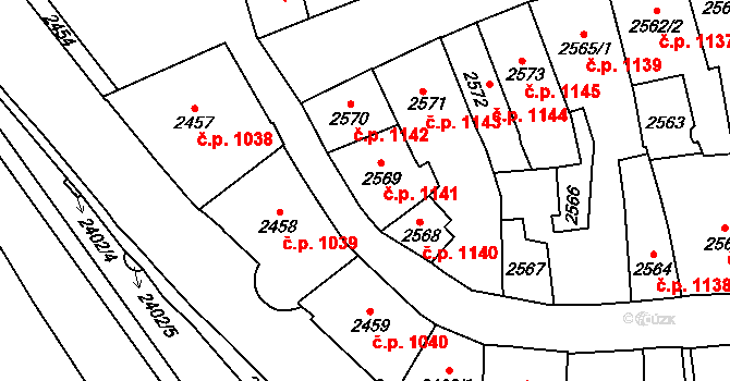 Jihlava 1141 na parcele st. 2569 v KÚ Jihlava, Katastrální mapa