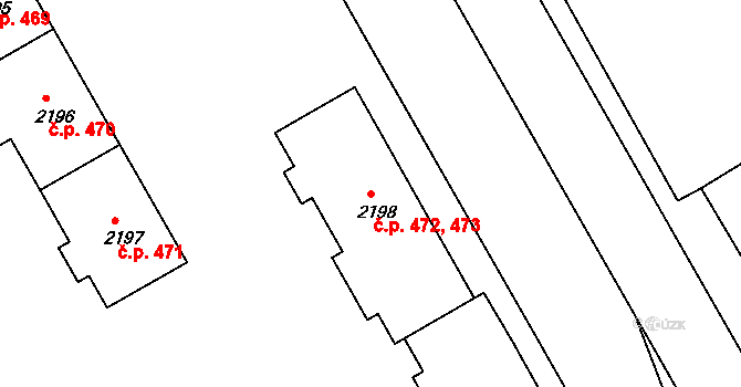Lyžbice 472,473, Třinec na parcele st. 2198 v KÚ Lyžbice, Katastrální mapa