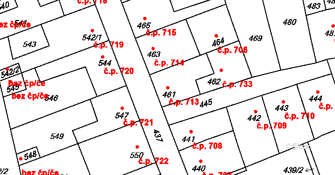 Dubí 713, Kladno na parcele st. 461 v KÚ Dubí u Kladna, Katastrální mapa