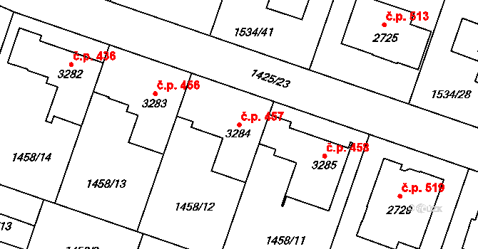 Šumperk 457 na parcele st. 3284 v KÚ Šumperk, Katastrální mapa