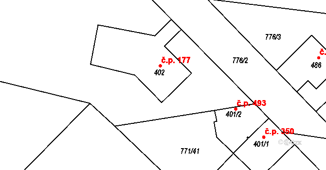 Cerhenice 177 na parcele st. 402 v KÚ Cerhenice, Katastrální mapa