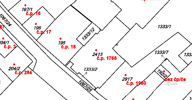 Brandýs nad Labem 1766, Brandýs nad Labem-Stará Boleslav na parcele st. 2413 v KÚ Brandýs nad Labem, Katastrální mapa