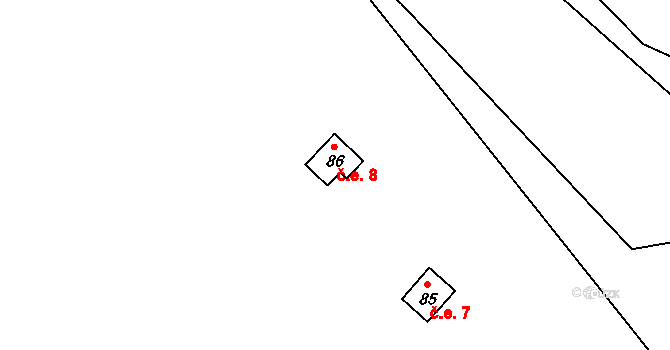 Mutná 8, Cizkrajov na parcele st. 86 v KÚ Mutná, Katastrální mapa