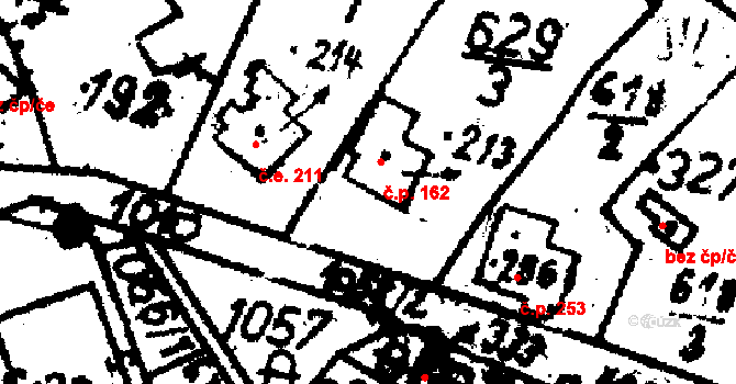 Tisová 162, Kraslice na parcele st. 213 v KÚ Tisová u Kraslic, Katastrální mapa