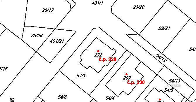 Kluk 228, Poděbrady na parcele st. 272 v KÚ Kluk, Katastrální mapa