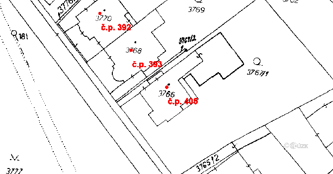 Poděbrady III 405, Poděbrady na parcele st. 3766 v KÚ Poděbrady, Katastrální mapa