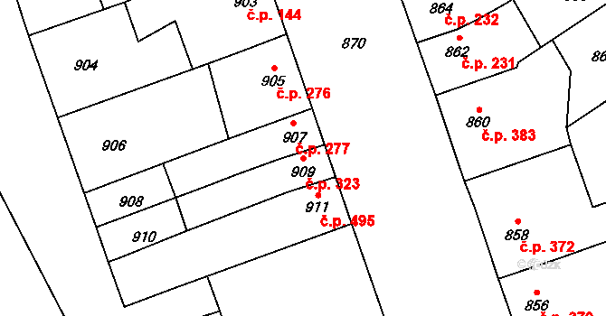 Ladná 323 na parcele st. 909 v KÚ Ladná, Katastrální mapa