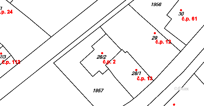 Habřina 2 na parcele st. 28/2 v KÚ Habřina, Katastrální mapa