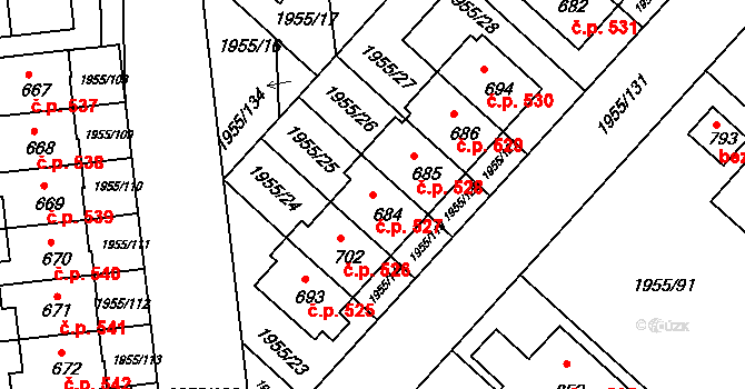 Černilov 527 na parcele st. 684 v KÚ Černilov, Katastrální mapa