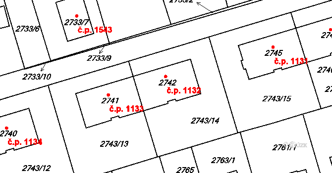 Michle 1132, Praha na parcele st. 2742 v KÚ Michle, Katastrální mapa