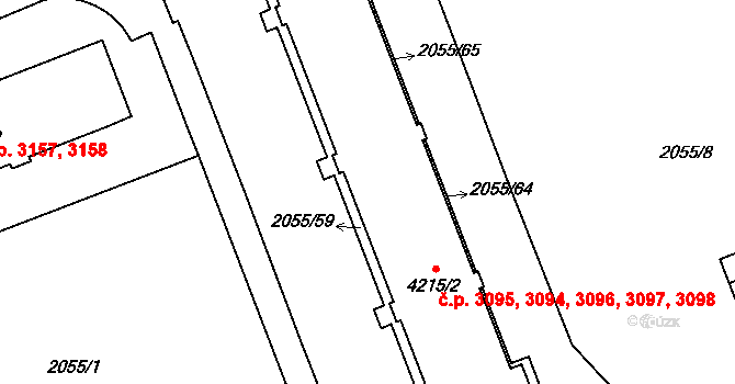Hodonín 3094,3095,3096,3097, na parcele st. 4215/2 v KÚ Hodonín, Katastrální mapa