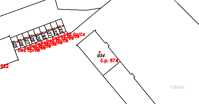 Hostinné 674 na parcele st. 934 v KÚ Hostinné, Katastrální mapa
