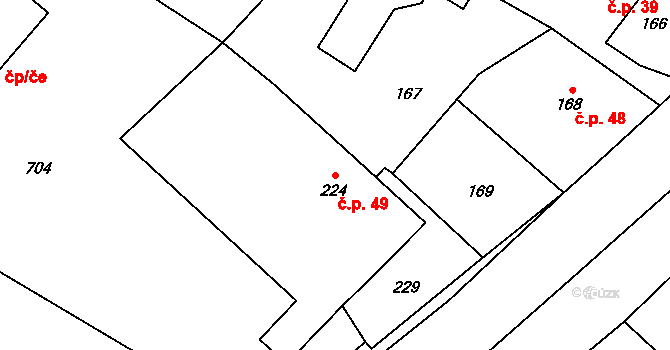 Plinkout 49, Dlouhá Loučka na parcele st. 224 v KÚ Plinkout, Katastrální mapa