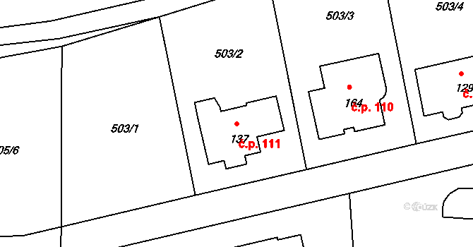 Chýnice 111 na parcele st. 137 v KÚ Chýnice, Katastrální mapa