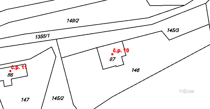 Heřmanov 10 na parcele st. 87 v KÚ Heřmanov, Katastrální mapa