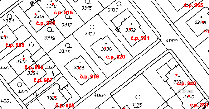 Poděbrady III 920, Poděbrady na parcele st. 3330 v KÚ Poděbrady, Katastrální mapa